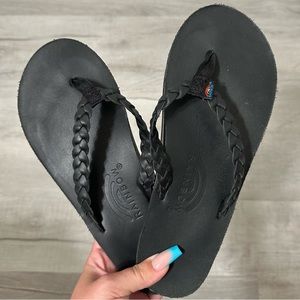 Women’s Black Braided Rainbow Flip Flops
